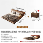 lit marron clair minimaliste simili cuir bois oreiller coussin carré king size queen size