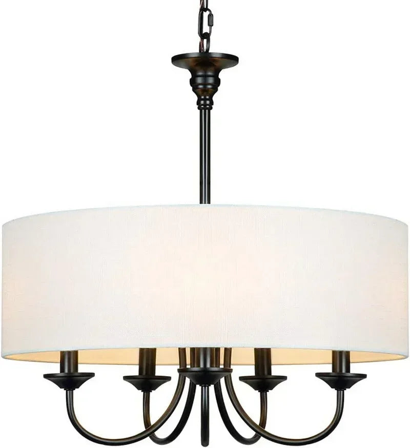 lustre led bronze tissu classique salon cuisine salle manger interrupteur poussoir lumière chaude neutre