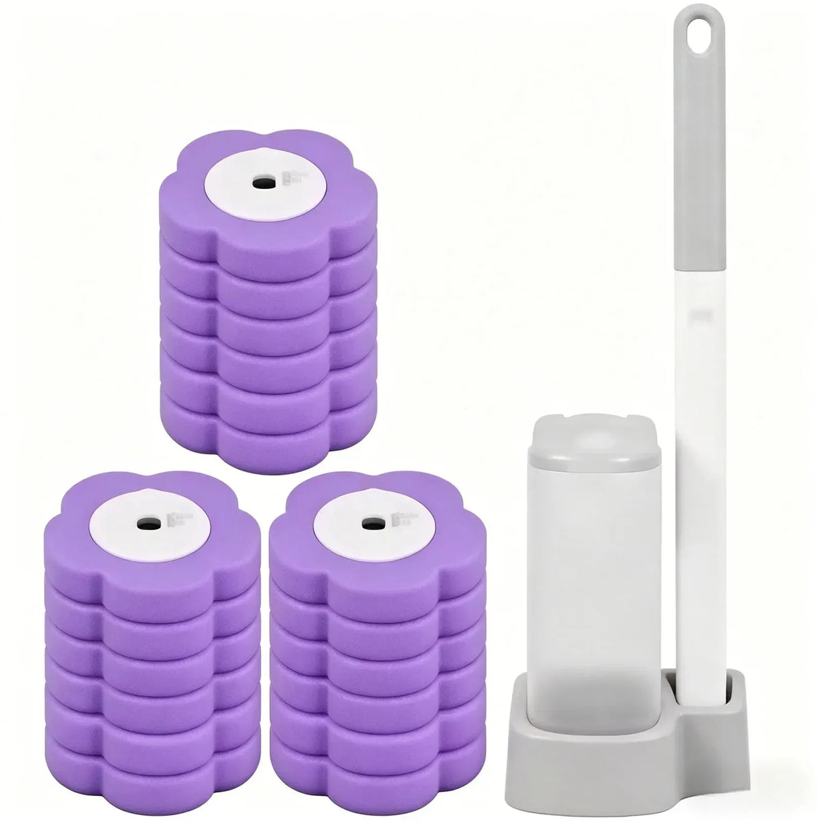 brosse wc jetable tête remplaçable kit outil nettoyage moderne pratique blanc bleu violet jaune