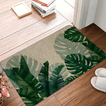 tapis tropical feuilles vert moderne naturel salon entrée imperméable polyester