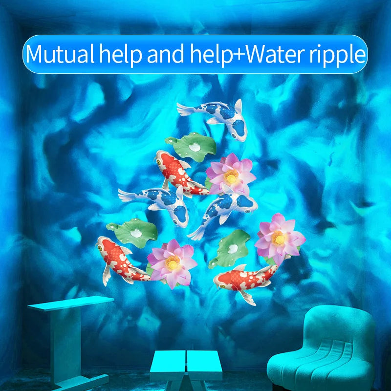 projecteur led extérieur effet eau dynamique poissons koi lotus logo décoration jardin piscine dynamique