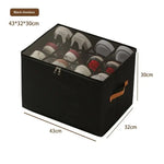 boîtes rangement chaussures tissu polyestère transparentes poignées cuir moderne 12 compartiments gris beige noir