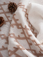 nappe brodée lin polyester rectangle motifs géométriques franges bohème rustiqueextérieur mariage fête crème marron