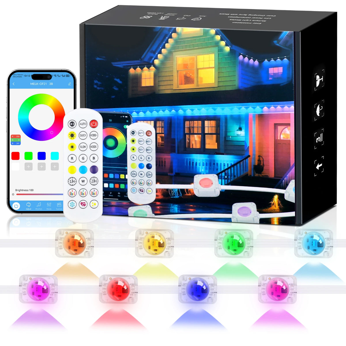 ruban led multicolore moderne adhésif contrôleur alimentation extérieure noël mariage jardin led rgbic ws2811