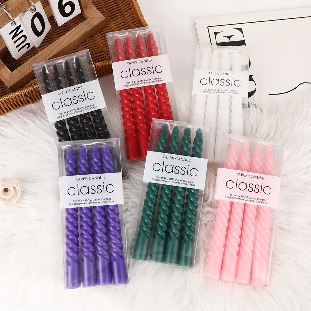 bougies spirales classiques noires violets vertes blanches roses maison mariage