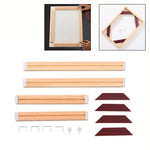 cadre photo bois rustique kit diy tableau beige triangles rouges