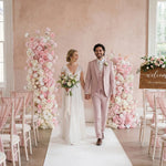 Décoration mariage rose romantique fleurs soie intérieure bienvenue accessoire pilier floral