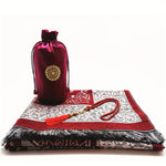 tapis prière ornements floraux rouge gris noir pochette prière traditionnel résistant lavage main İslam