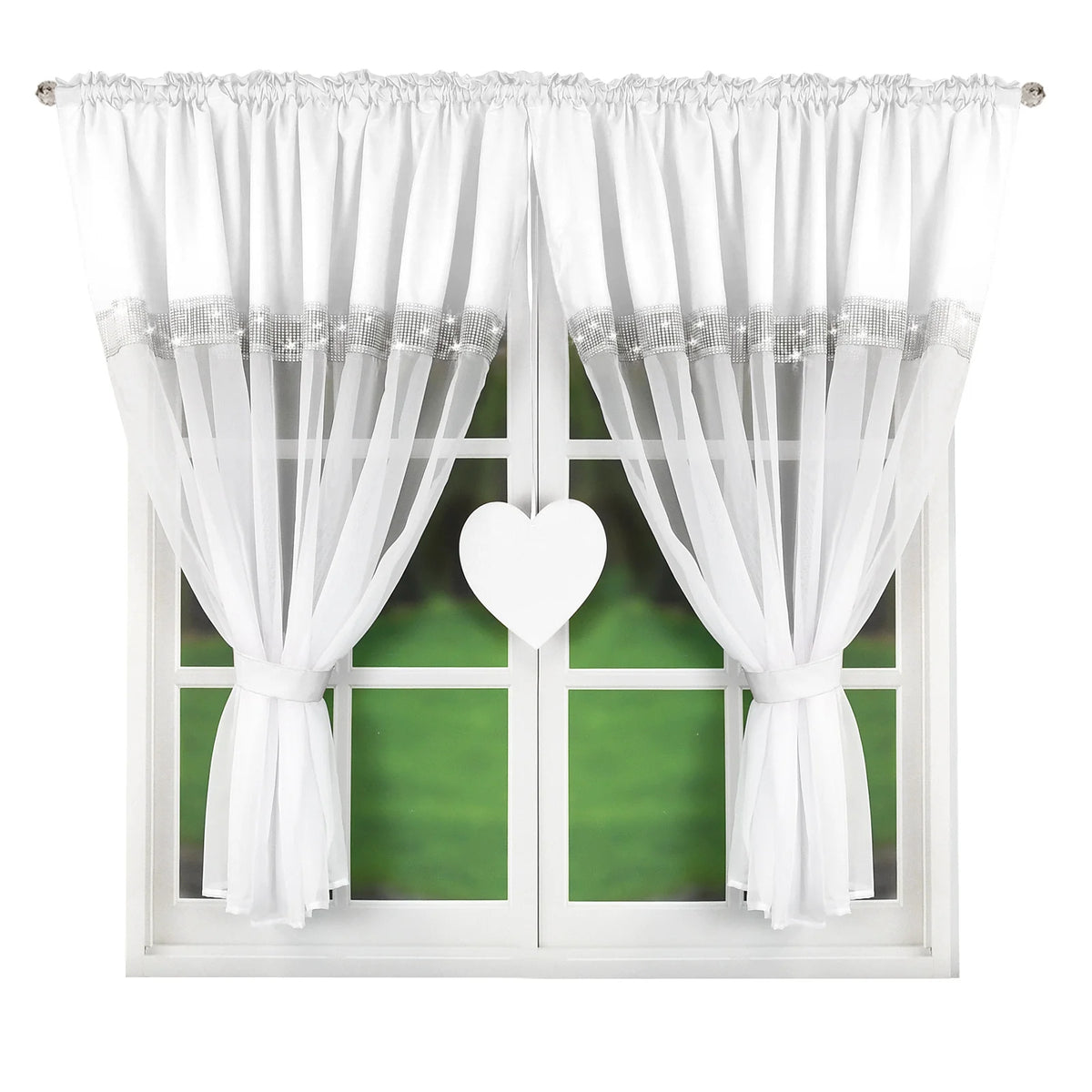 rideau moderne élégant polyester translucide motif rayures beige blanc salon