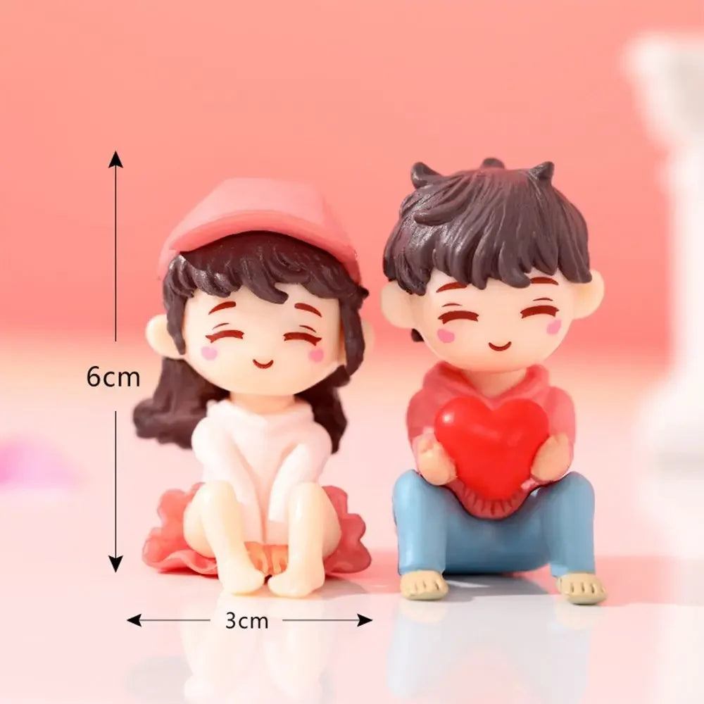 figurines couple cartoon blanc bleu décoration intérieure extérieure amoureux stylisées ornement maison jardin