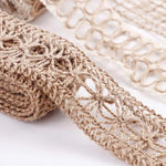 ruban jute beige motif géométrique rustique double face emballage cadeau decoration maison