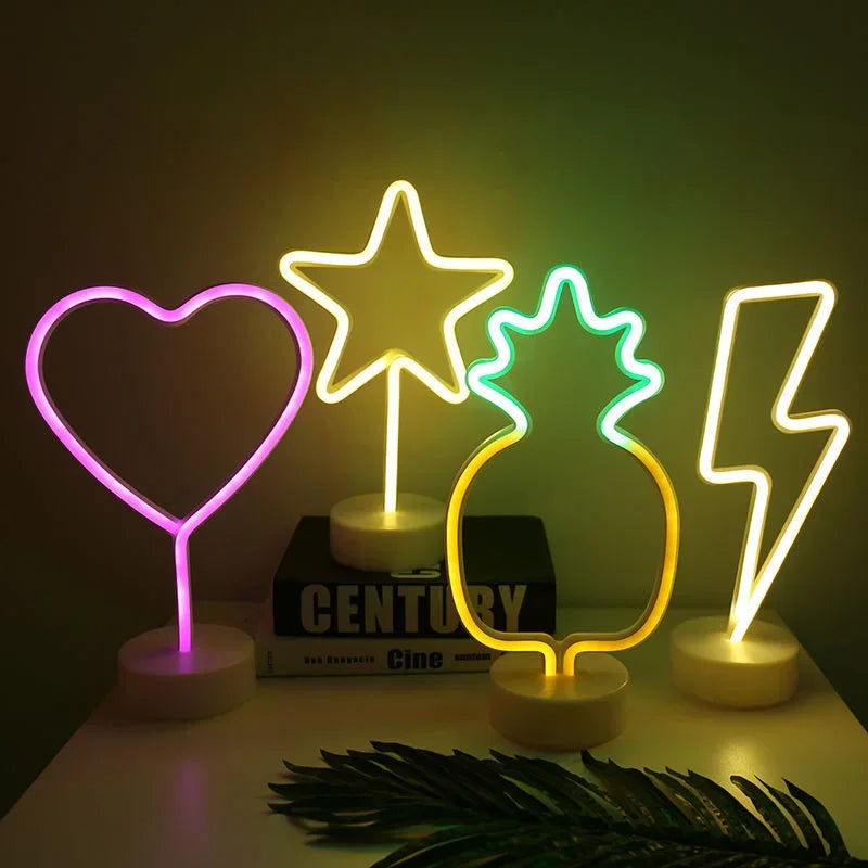 néon lumineux coeur rose veilleuse chambre vacances moderne déco