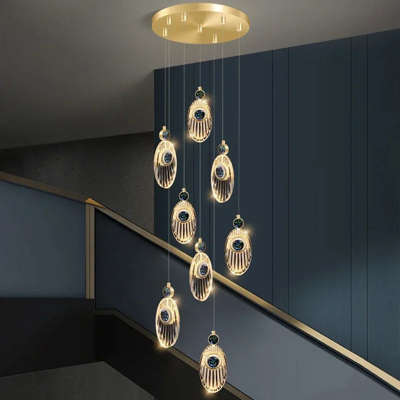 suspension lumineuse or noir ovale géométrique contemporain élégant 249 2000 lumens métal certification ul