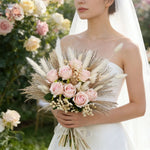bouquet fleurs artificielles roses pampas boho décoration maison anniversaire valentin