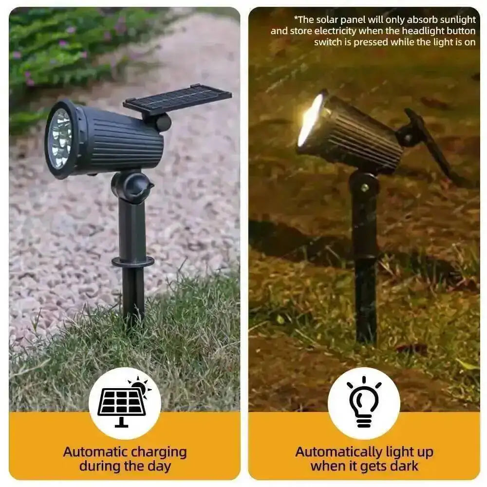 projecteur solaire led noir pied métal extérieur réglable lumière moderne jardin
