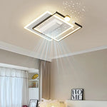 ventilateur moderne led noir blanc doré lumineux salon chambre étude entrée