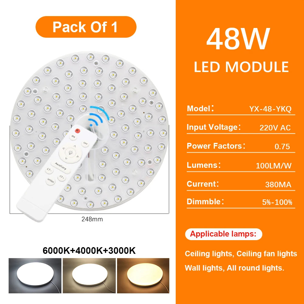 panneau led blanc moderne 285mm aimants télécommande câble alimentation 72w