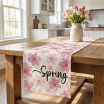 nappe fleurs stylisées printemps couleurs vives bleu rose jaune vert chambre restaurant