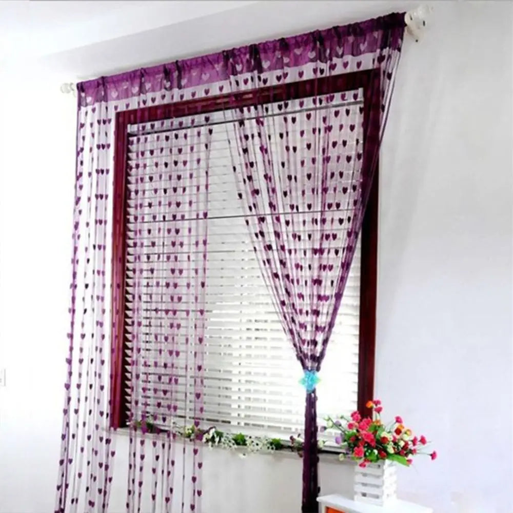 rideaux décoratifs bohèmes motifs cœurs tissu transparent romantique tringle rideaux