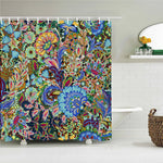 rideau douche boho multicolore fleurs mandalas geometrique opaque polyester respectueux environnement