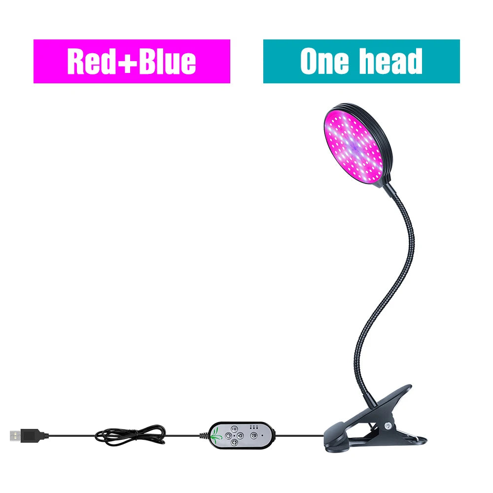 lampe croissance led noir moderne minuterie usb 5v têtes crochets réglable auto