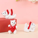 décoration mariage saint valentin ours blanc résine cœur rouge adorable figurine anniversaire noël festive
