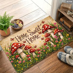 tapis d'entrée moderne multicolore motif champignons fleurs texte Sweet extérieur résistant rides polyester 30x50cm