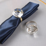 anneau serviette moderne élégant bleu marine doré transparent facets brillantes métal