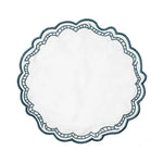 serviettes table tissu vert blanc bleu marine jaune bordures géométriques classiques respectueux environnement 40x40cm