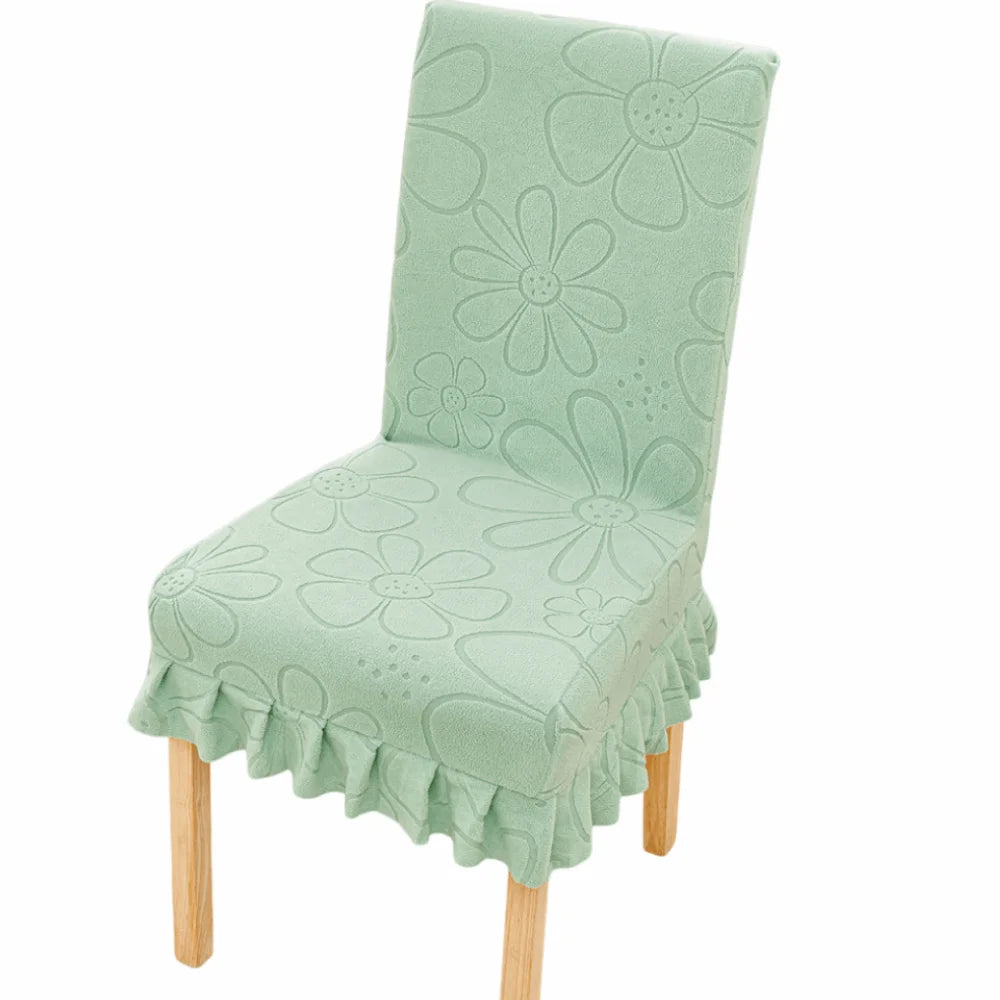 housses chaise moderne fleur dentelle 100% polyester beige orange gris