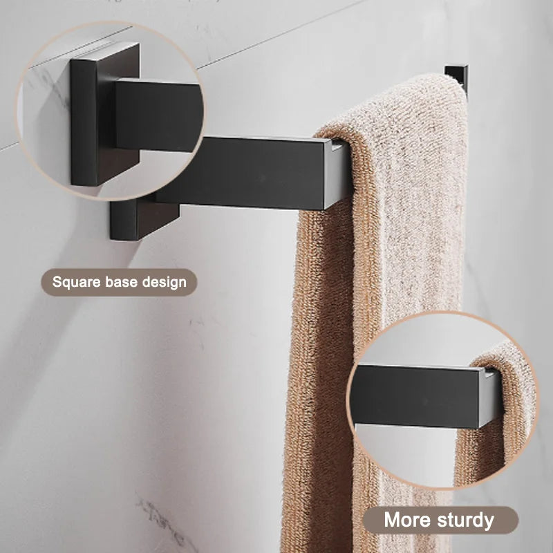accessoires salle bain porte serviettes crochet anneau noir mat modernes minimalistes fixations