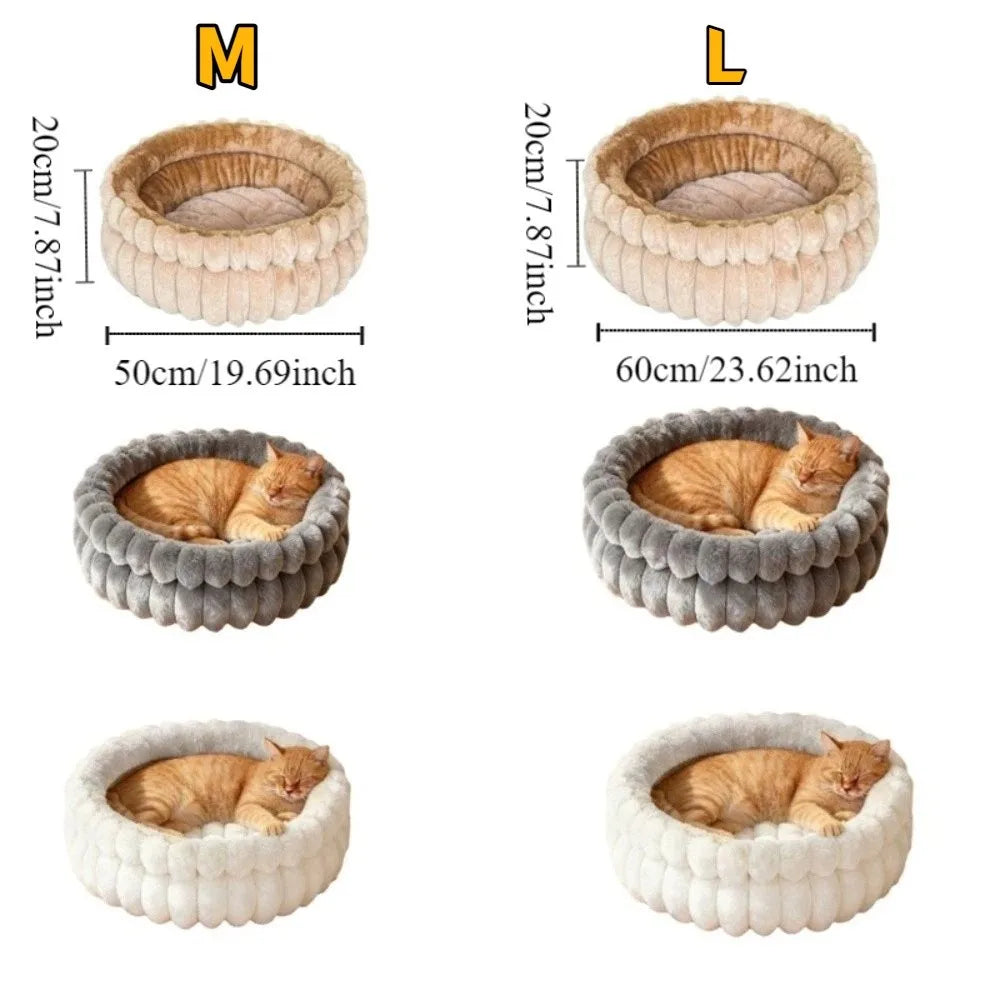 lit chat velours doux beige gris moderne confortable coussin amovible