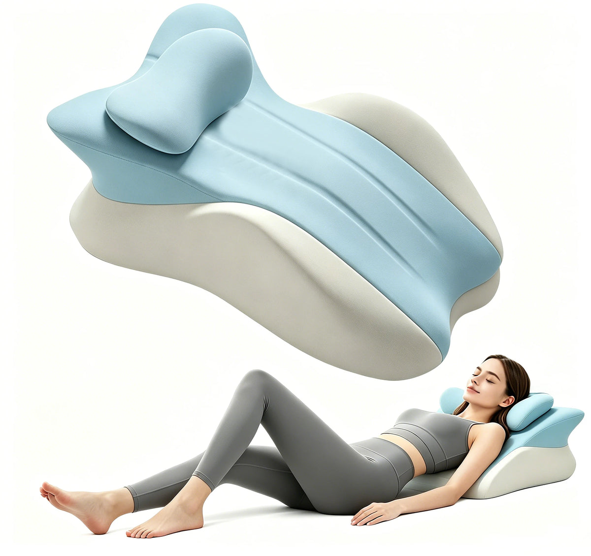 coussin multifonctionnel orthopédique bleu clair contemporain mousse mémoire forme ergonomique doux lit lecture positionnement