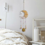 mobile mural décoratif boho lune pierres semi précieuses or violet vert rose blanc doré