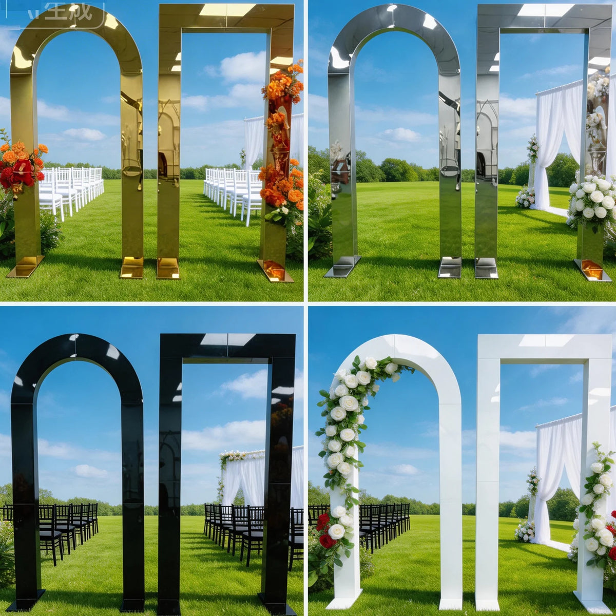 arche decorative or noir blanc moderne elegante deco mariage festivite lisse brillant