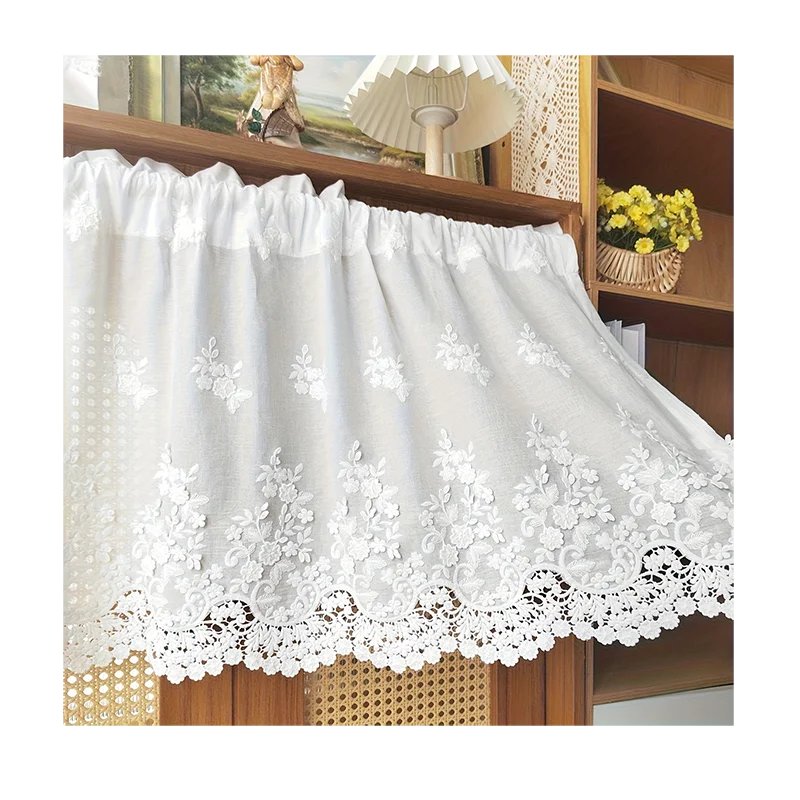 rideau blanc brodé fleurs translucide classique maison 100 150 200cm polyester