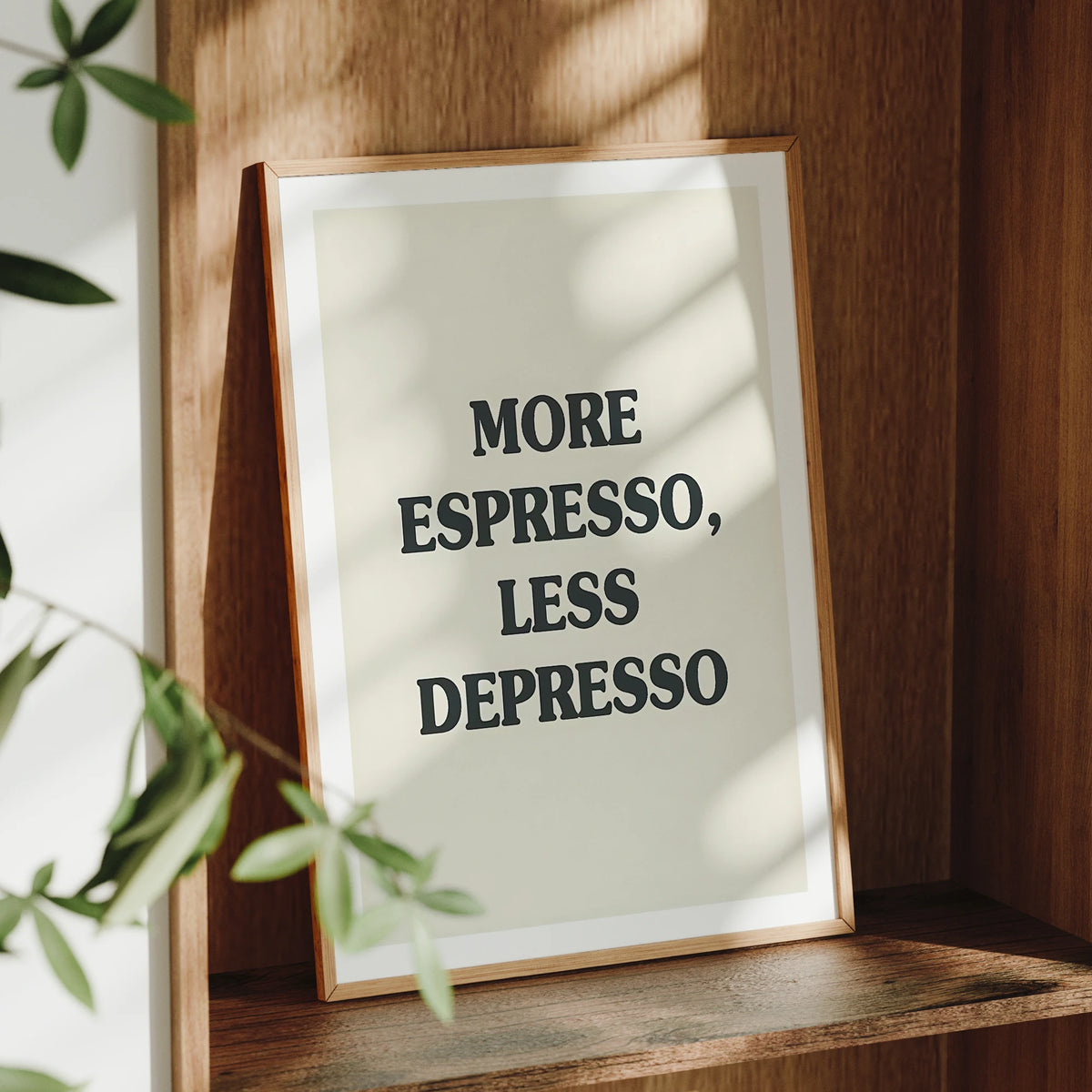 cadre d'affiche minimaliste more espresso less depresso blanc noir salon chambre
