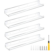 Étagère murale flottante invisible en acrylique transparent 38 cm, présentoir design pour cuisine et salon