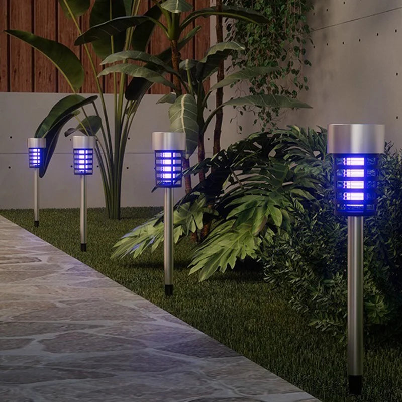 piège insectes solaire argenté moderne tige plantable lumière bleue extérieur jardin patio