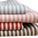 tissu lin rayures bleu rose rouge marron beige rustique simple champêtre sofa nappe