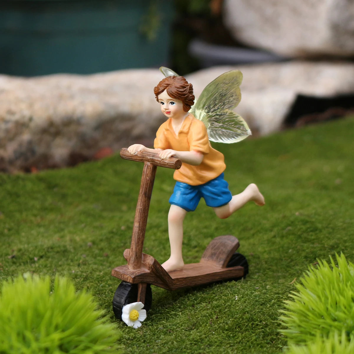 statue miniature fée skateboard ailes fleur extérieur occasion cadeau valentin mariage