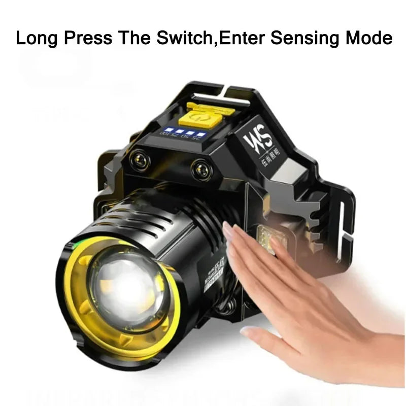 lampe frontale led tactique rechargeable camouflage rainures zoom camping pêche nuit bandana élastique