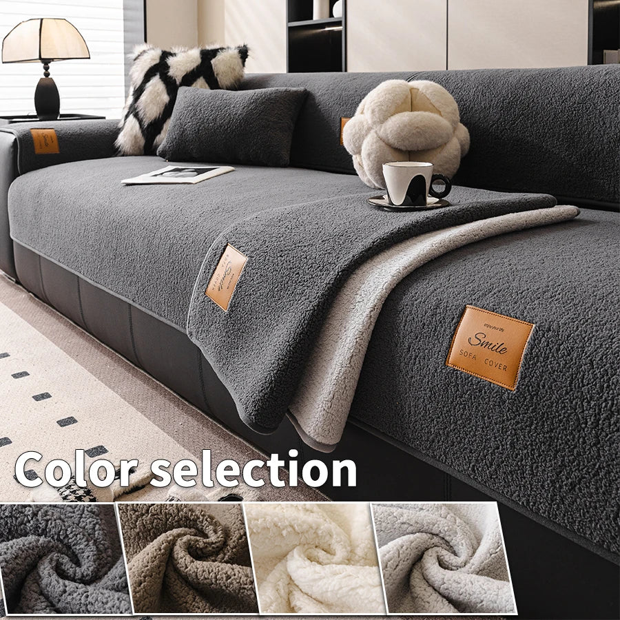 housse canapé moderne tissu doux uni salon gris beige grande taille