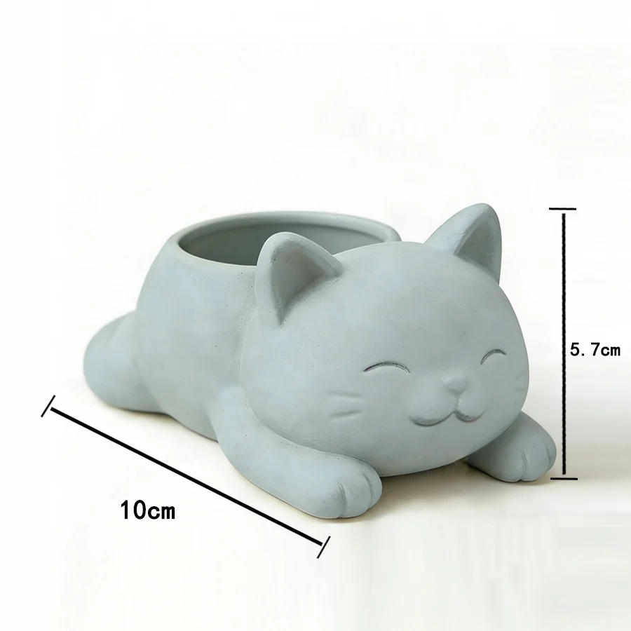 cache pot forme chat blanc noir gris moderne plante succulente doux mignonintérieur decoration