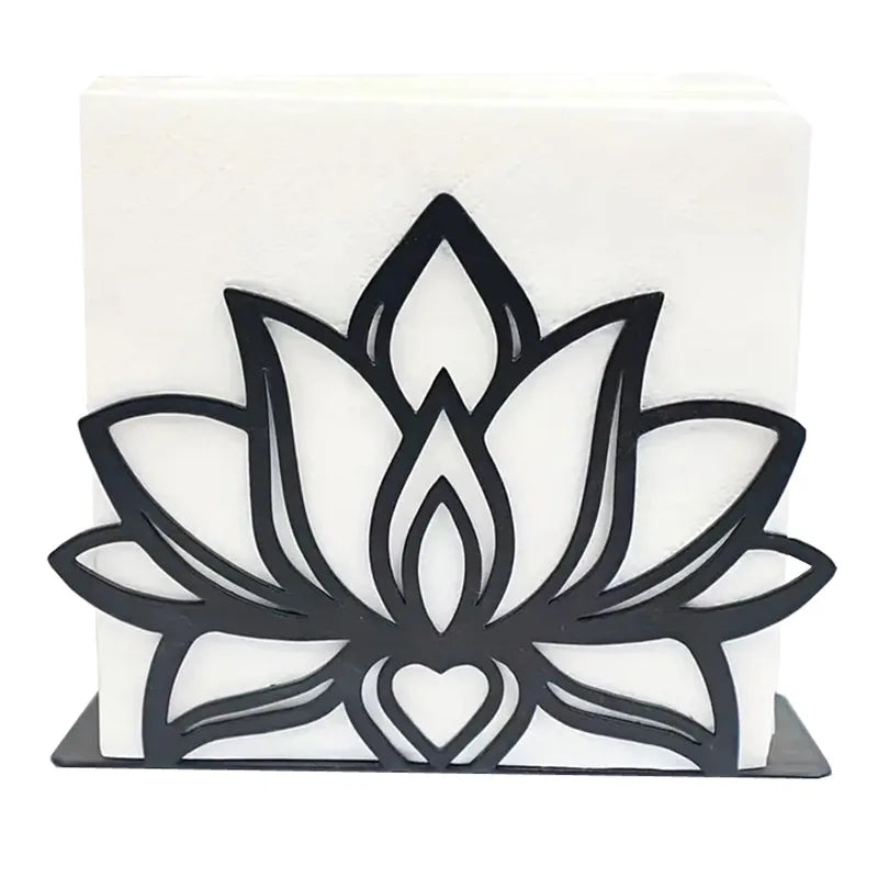 porte serviettes fleur lotus moderne noir blanc clips salle manger cuisine élégant métal utilisation
