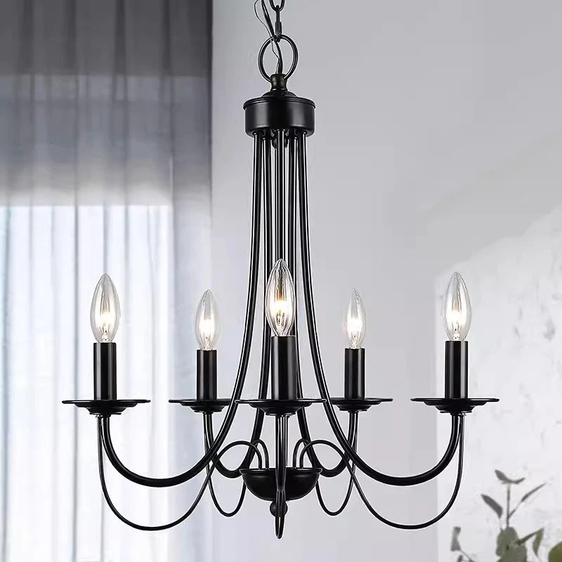 lustre vintage métal noir classique suspension fer salon chambre cuisine farmhouse
