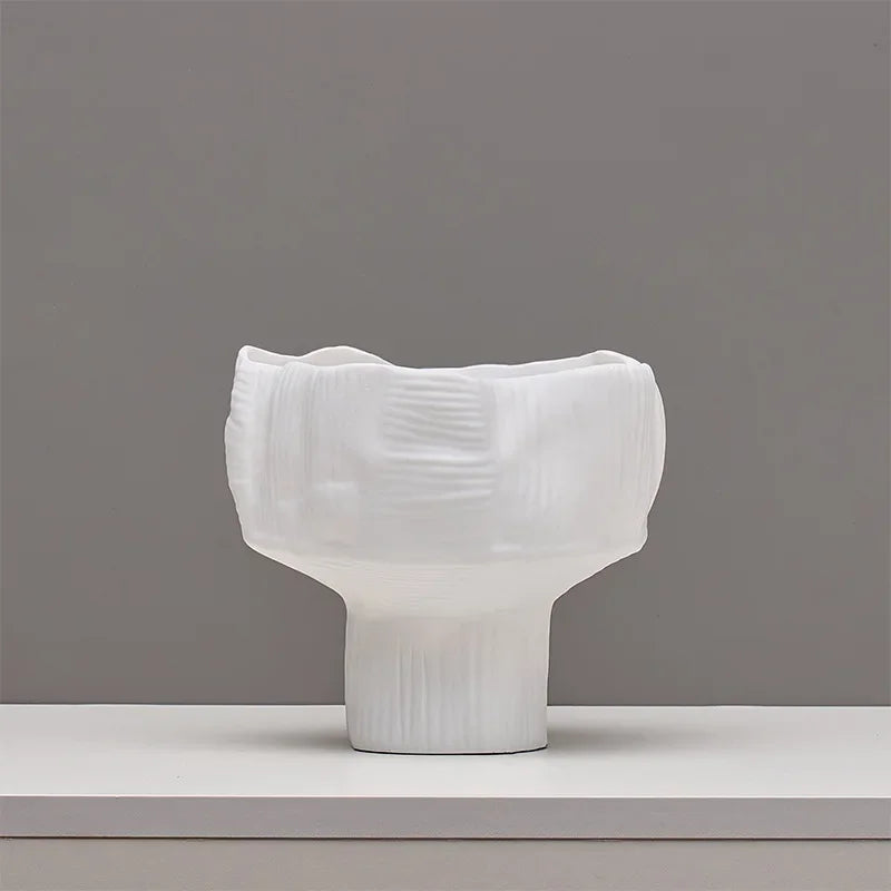 vases decoratifs resine blanc modernes texturés dimensions grandes petites