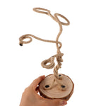 support plantes suspendues bohème rustique corde tressée base bois diamètre 9cm hauteur 30cm fixations