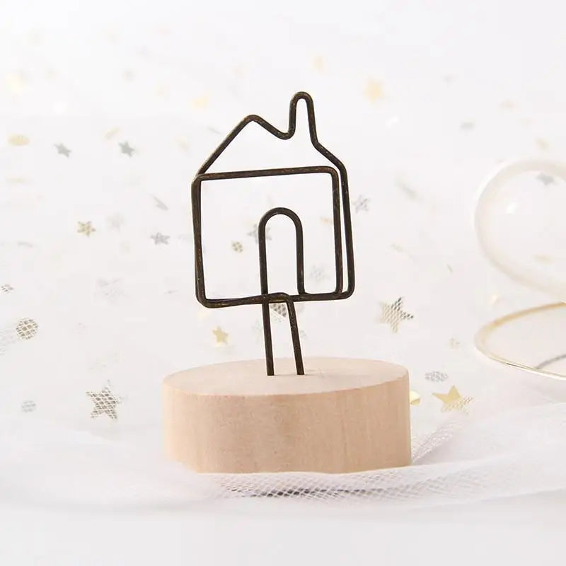 clips carte bois naturel métal noir décoration notes photos memos minimaliste