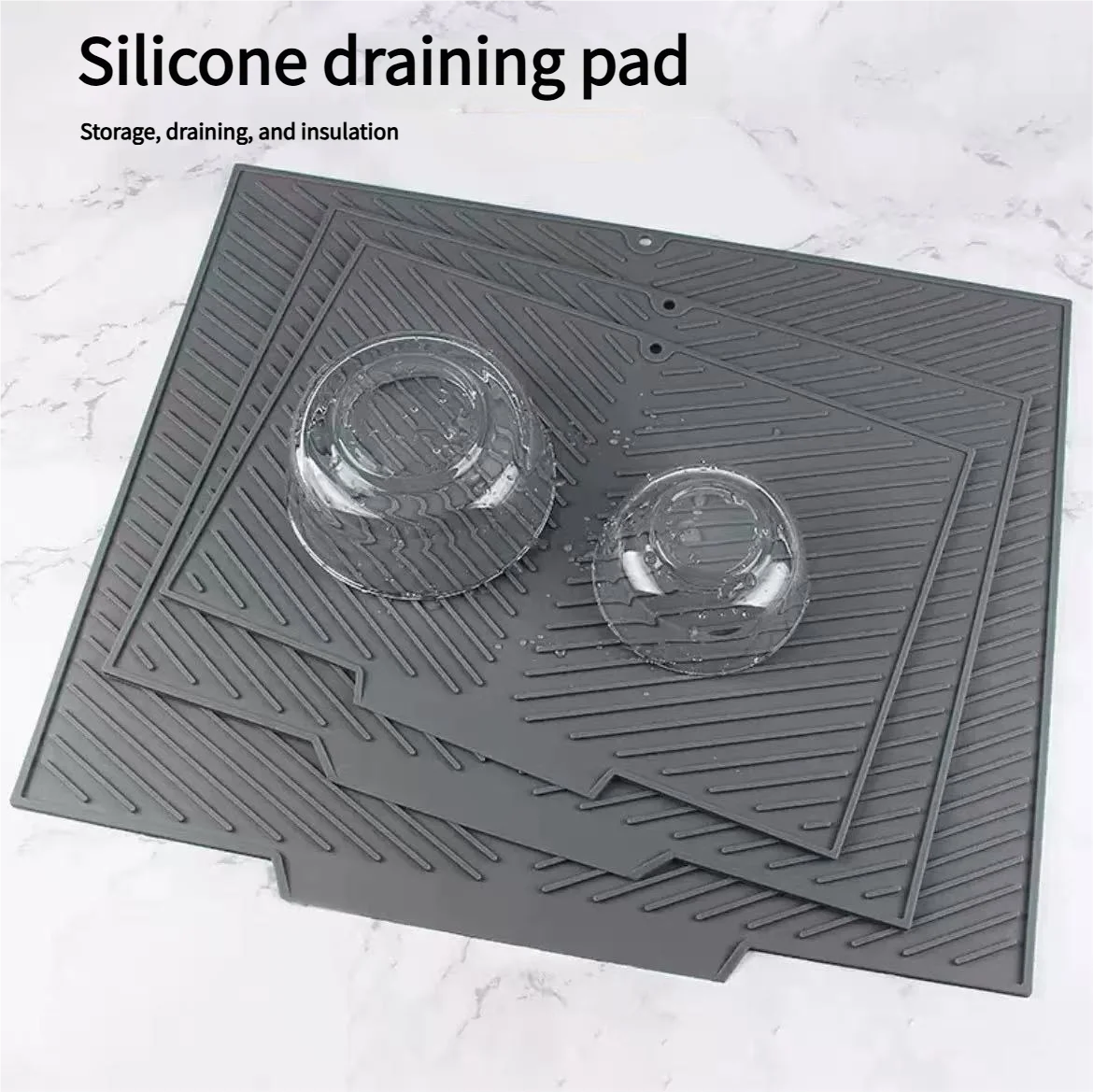 tapis drainage silicone gris rayures diagonales moderne respectueux environnement pliable